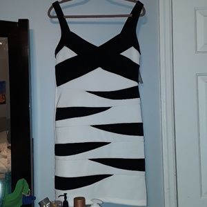 Fitted black and white dress